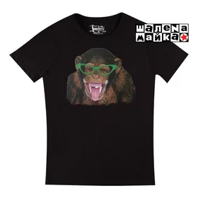 Прикольные футболки: Шимпанзе в очках На черном